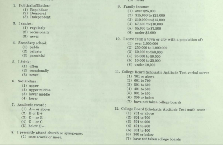 Dating Questionnaire - CHM